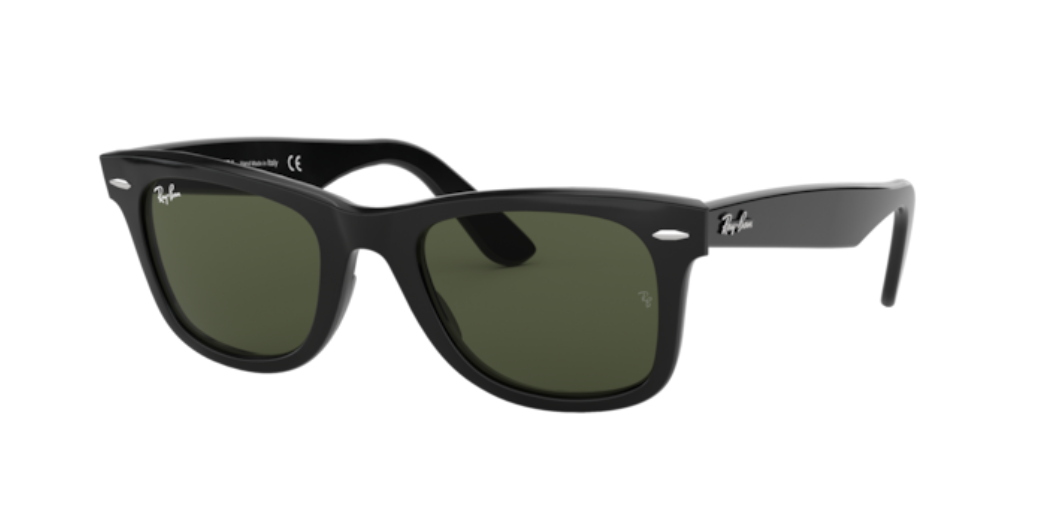 Ray-Ban Wayfarer | Lentes minerais verde G-15 | Preto