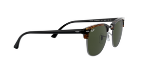 Ray-Ban Clubmaster | Lentes polarizadas minerais verde G-15 | Spotted black havana e metal prateado