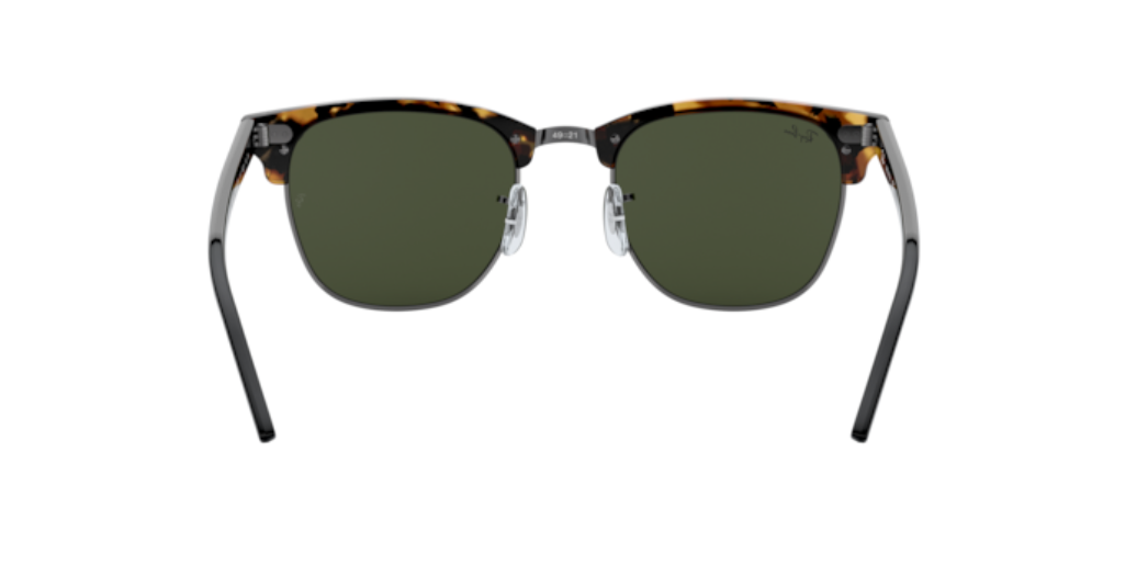 Ray-Ban Clubmaster | Lentes polarizadas minerais verde G-15 | Spotted black havana e metal prateado