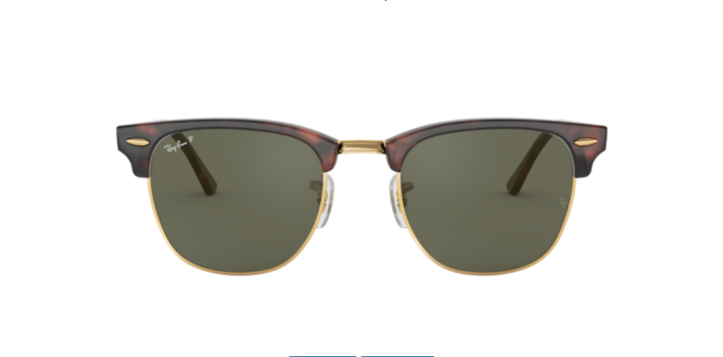 Ray-Ban Clubmaster | Lentes polarizadas minerais verde G-15 | Havana e metal dourado