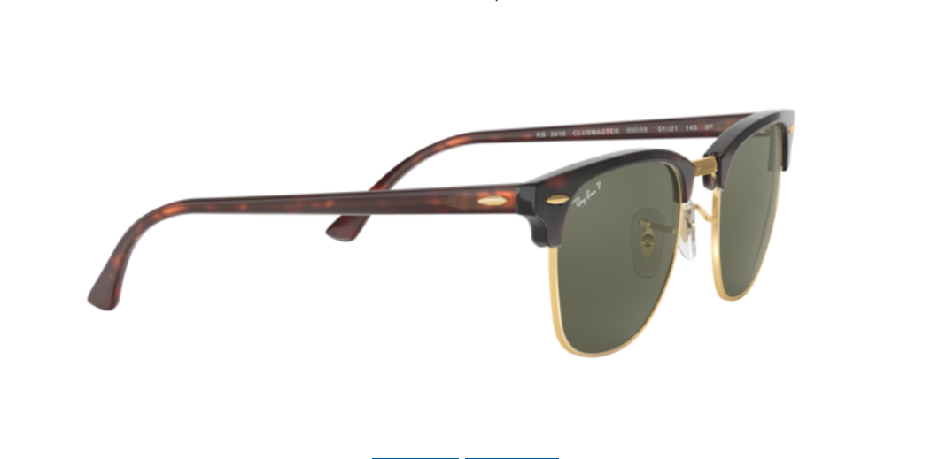 Ray-Ban Clubmaster | Lentes polarizadas minerais verde G-15 | Havana e metal dourado