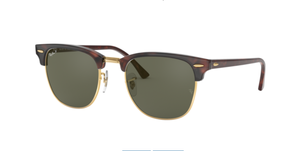 Ray-Ban Clubmaster | Lentes polarizadas minerais verde G-15 | Havana e metal dourado