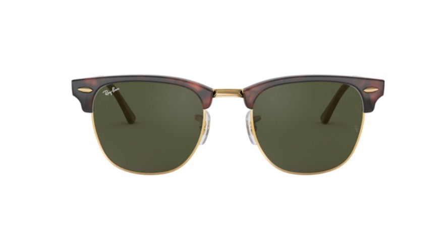 Ray-Ban Clubmaster | Lentes minerais verde G-15 | Havana e metal dourado