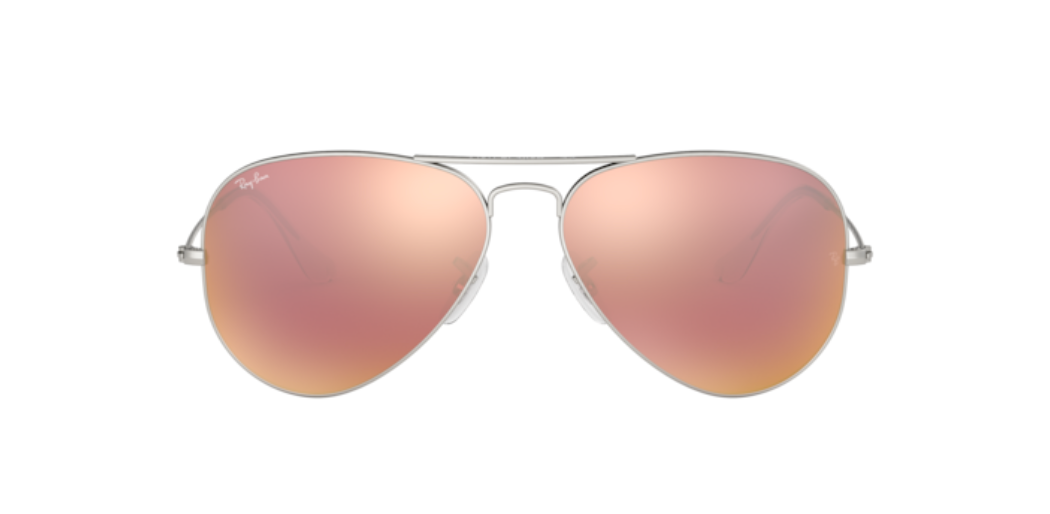 Ray-Ban Aviator | Armação metal prateado | Rosa espelhado