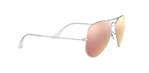 Ray-Ban Aviator | Armação metal prateado | Rosa espelhado