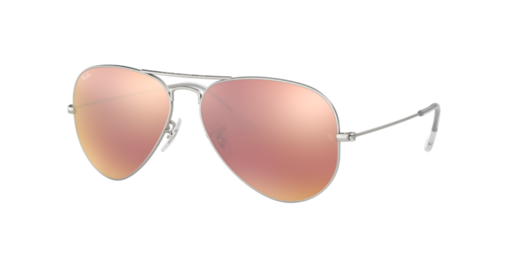 Ray-Ban Aviator | Armação metal prateado | Rosa espelhado