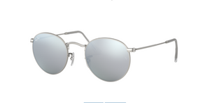 Ray-Ban Round Metal | Metal prateado | Lentes cinza espelhadas