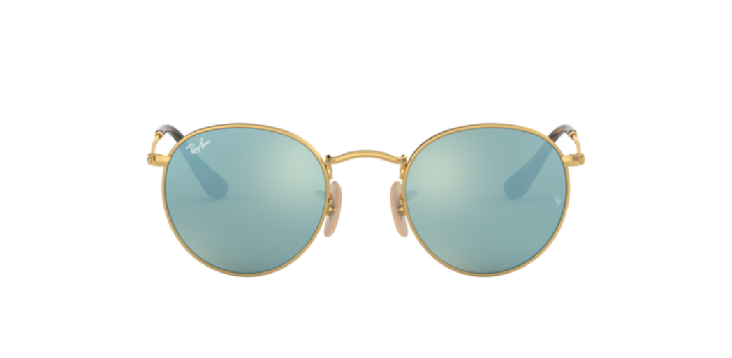 Ray-Ban Round Flat Lenses | Metal dourado | Lentes cinza espelhado
