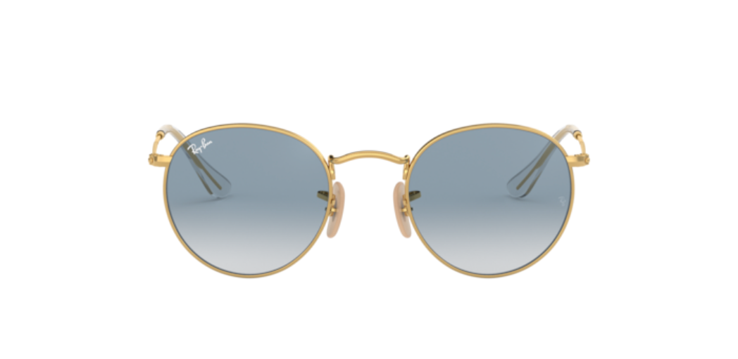 Ray-Ban Round Flat Lenses | Metal dourado | Lentes azul degradê