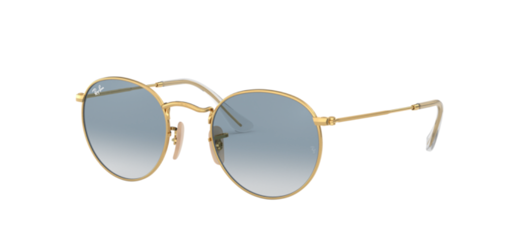 Ray-Ban Round Flat Lenses | Metal dourado | Lentes azul degradê