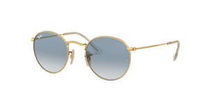 Ray-Ban Round Flat Lenses | Metal dourado | Lentes azul degradê