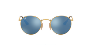 Ray-Ban Round Flat Lenses | Metal dourado | Lentes azul espelhado