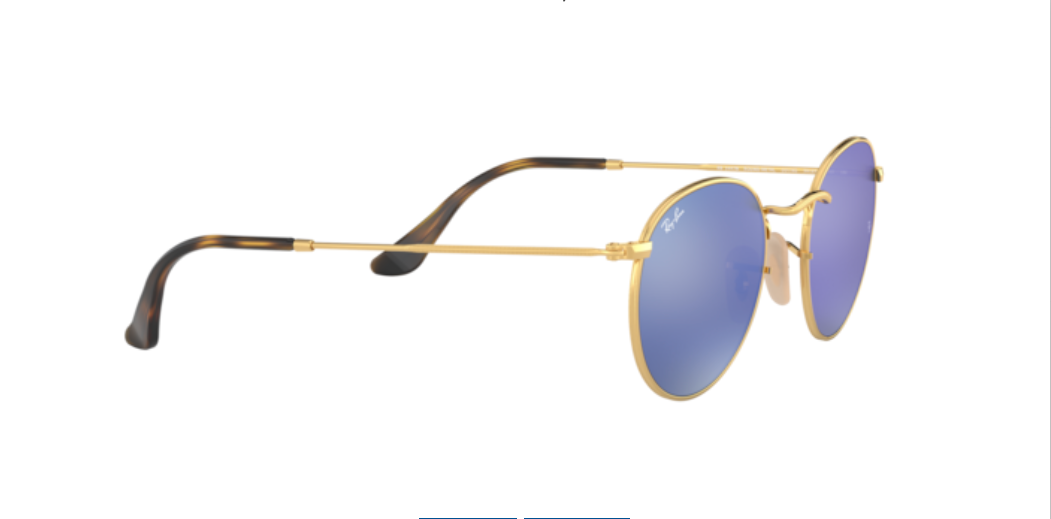 Ray-Ban Round Flat Lenses | Metal dourado | Lentes azul espelhado