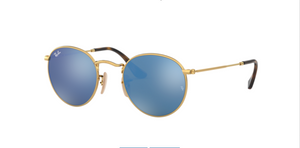 Ray-Ban Round Flat Lenses | Metal dourado | Lentes azul espelhado