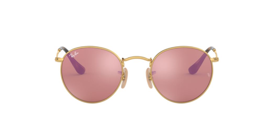 Ray-Ban Round Flat Lenses | Metal dourado | Lentes rosa espelhado