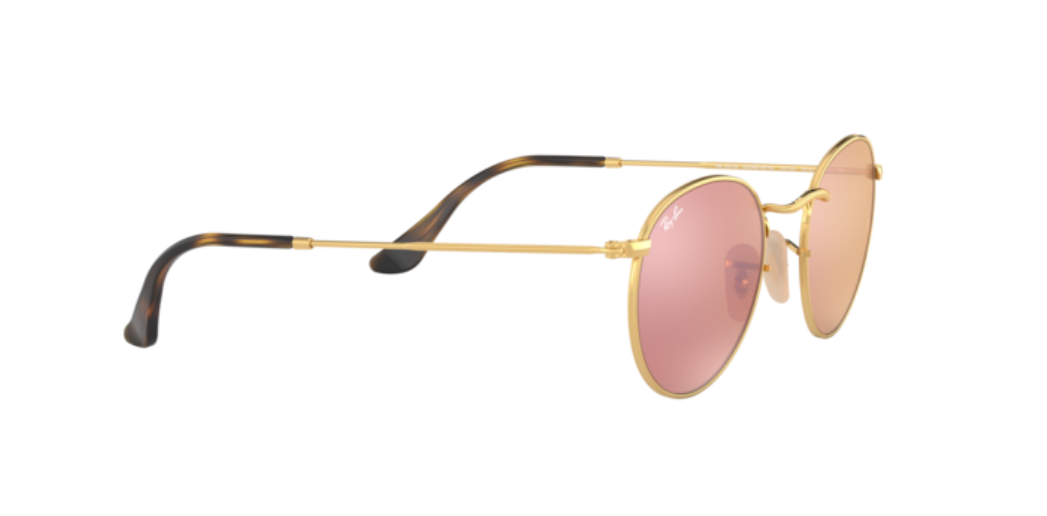 Ray-Ban Round Flat Lenses | Metal dourado | Lentes rosa espelhado