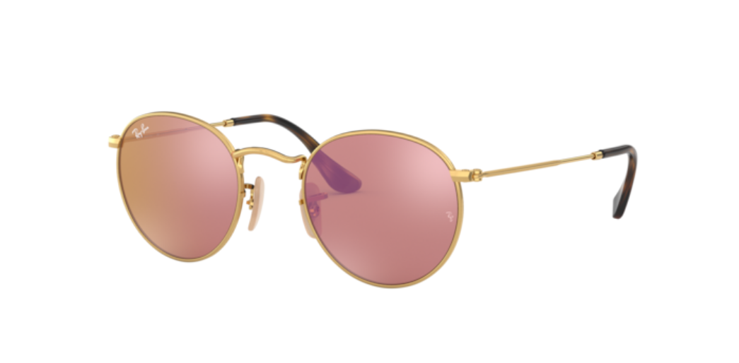 Ray-Ban Round Flat Lenses | Metal dourado | Lentes rosa espelhado