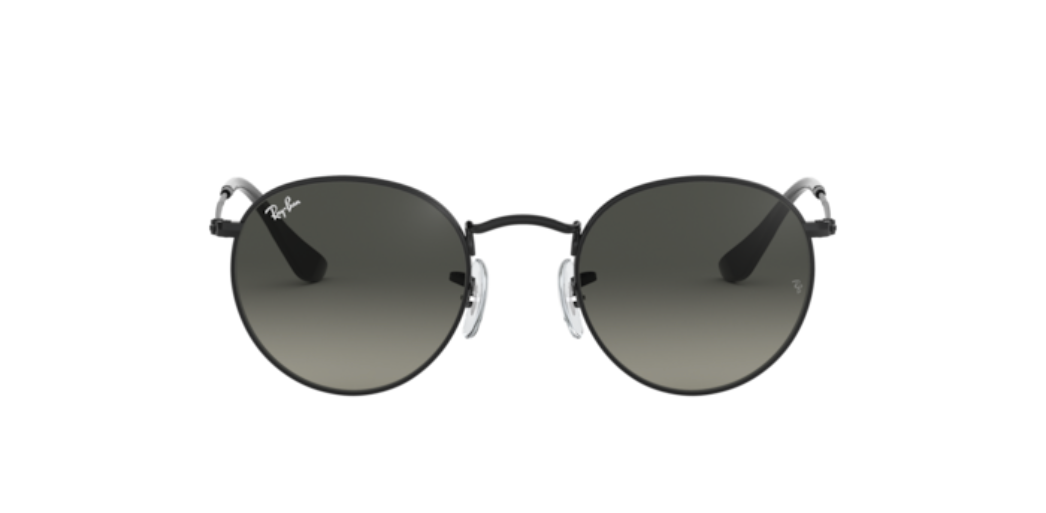 Ray-Ban Round Flat Lenses | Metal preto | Lentes cinza degradê