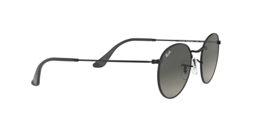 Ray-Ban Round Flat Lenses | Metal preto | Lentes cinza degradê