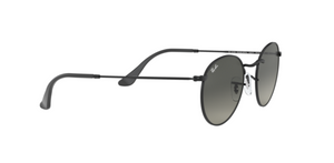 Ray-Ban Round Flat Lenses | Metal preto | Lentes cinza degradê