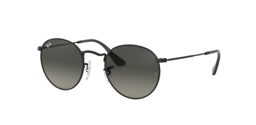 Ray-Ban Round Flat Lenses | Metal preto | Lentes cinza degradê