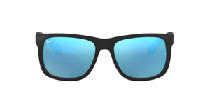 Ray-Ban Justin | Massa preto rubber | Lentes orgânicas azul espelhado