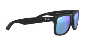 Ray-Ban Justin | Massa preto rubber | Lentes orgânicas azul espelhado