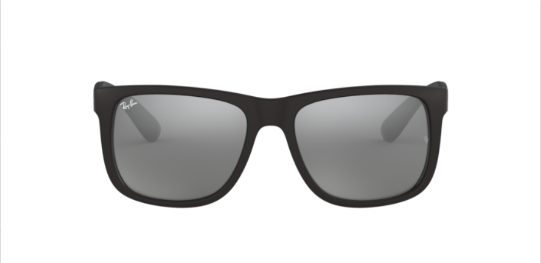 Ray-Ban Justin | Massa preto rubber | Lentes orgânicas cinza espelhado