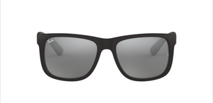 Ray-Ban Justin | Massa preto rubber | Lentes orgânicas cinza espelhado