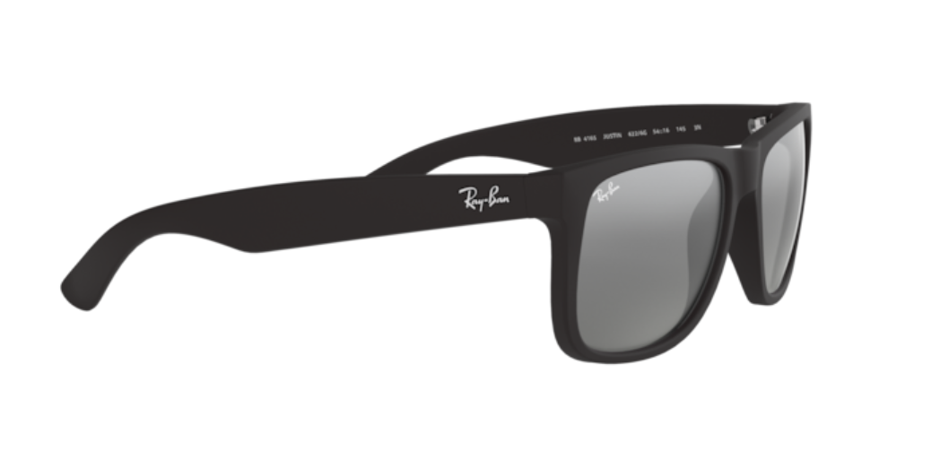Ray-Ban Justin | Massa preto rubber | Lentes orgânicas cinza espelhado