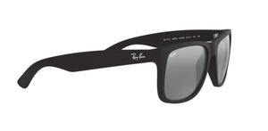 Ray-Ban Justin | Massa preto rubber | Lentes orgânicas cinza espelhado