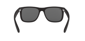 Ray-Ban Justin | Massa preto rubber | Lentes orgânicas cinza espelhado
