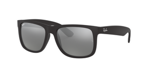 Ray-Ban Justin | Massa preto rubber | Lentes orgânicas cinza espelhado