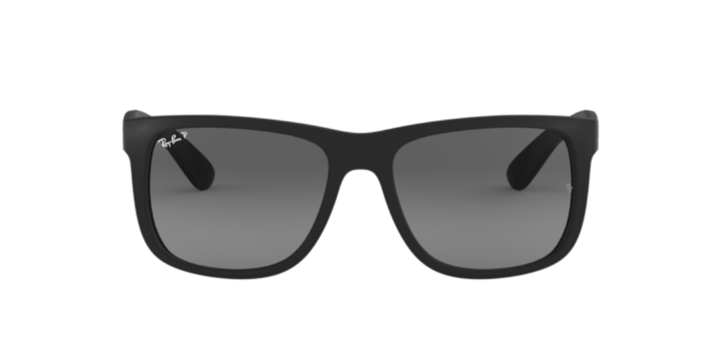 Ray-Ban Justin | Massa preto rubber | Lentes polarizadas orgânicas cinza degradê