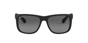 Ray-Ban Justin | Massa preto rubber | Lentes polarizadas orgânicas cinza degradê