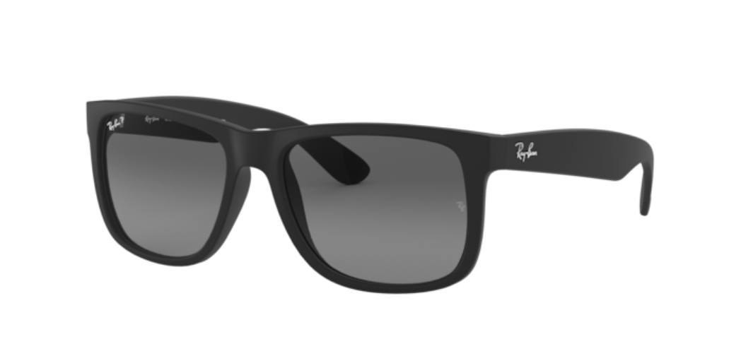 Ray-Ban Justin | Massa preto rubber | Lentes polarizadas orgânicas cinza degradê