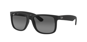 Ray-Ban Justin | Massa preto rubber | Lentes polarizadas orgânicas cinza degradê